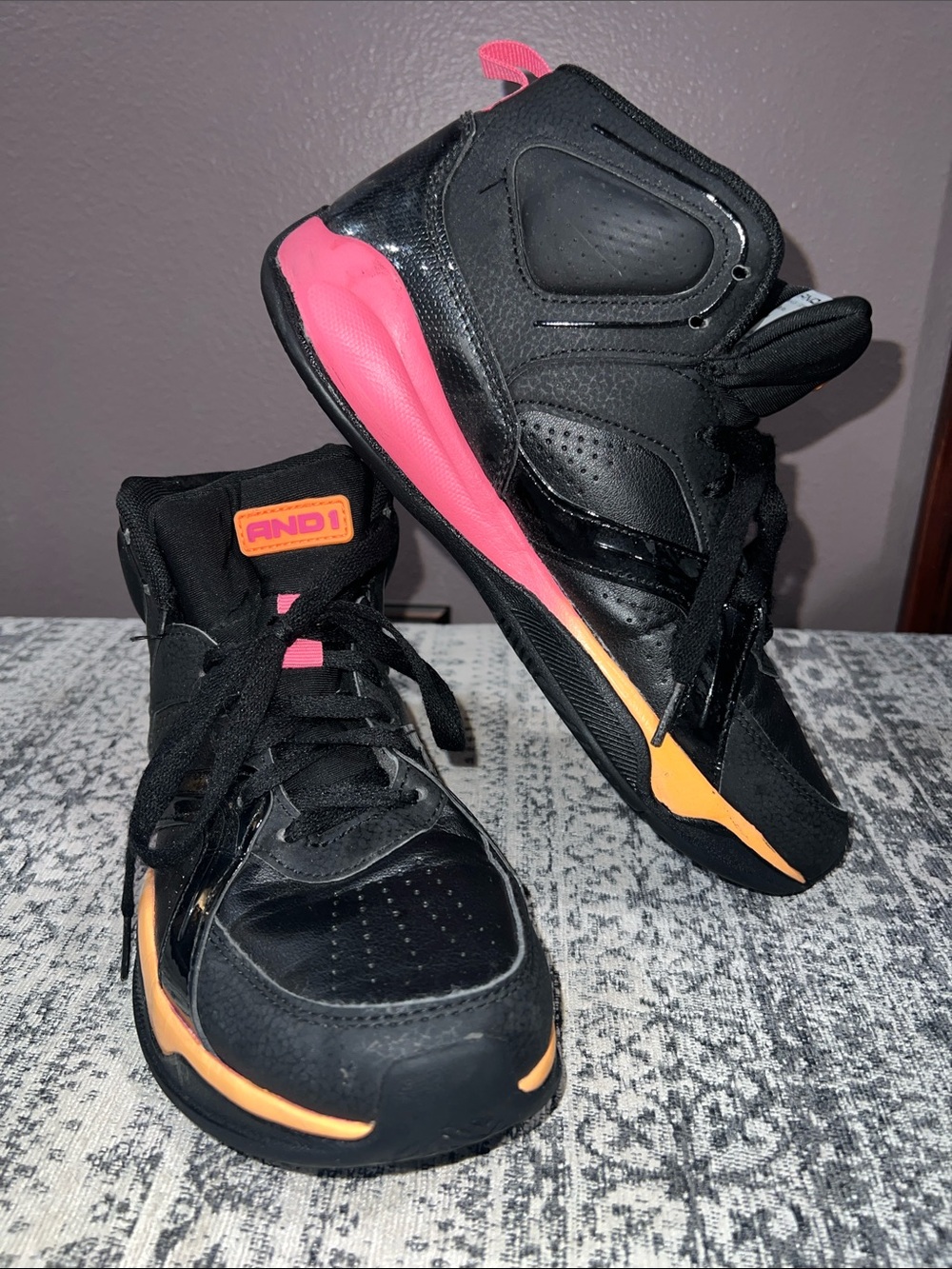 And1 women Black Sneakers with Pink and Orange Accents size 8.5